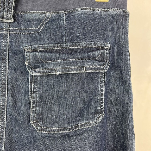 Lee Platinum Label Jeans Womens 8 Blue Capri Roll Up Snap Cuff Stretch Denim - Picture 7 of 9